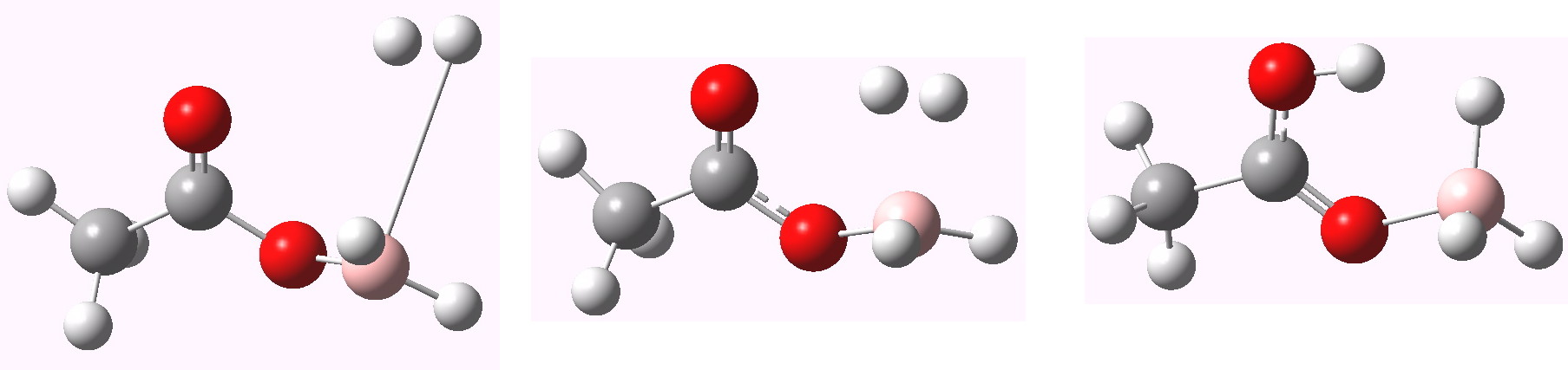 snapshots along the IRC for for dihydrogen elimination