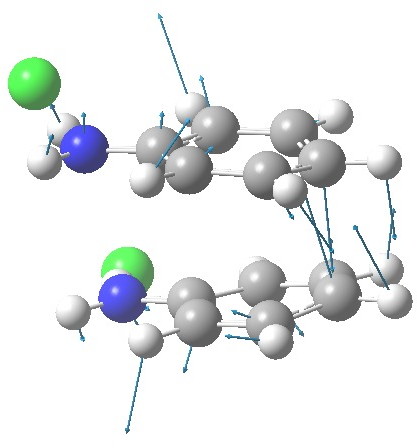 The [5,5] transition state for the benzidine rearrangement. Click for  3D.